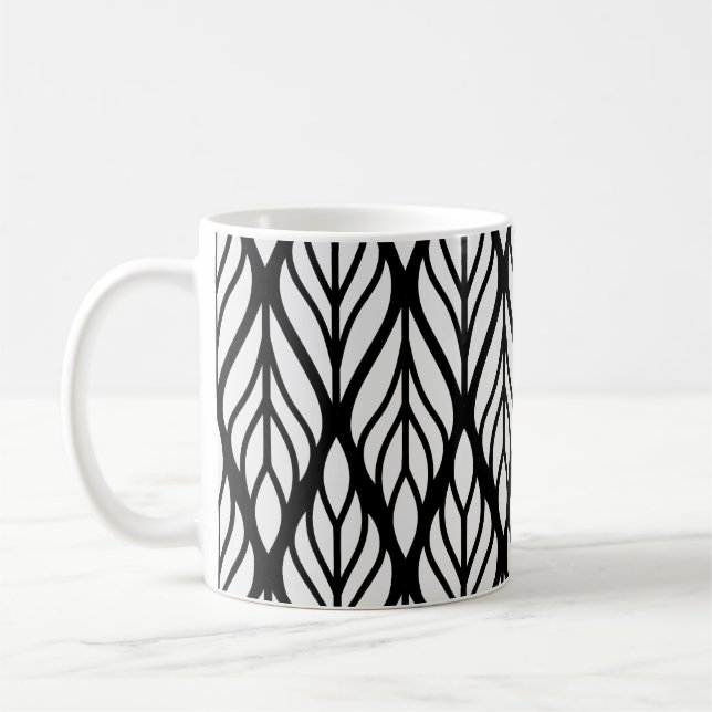 Customise White Leaf Pattern Coffee Mug (Left)