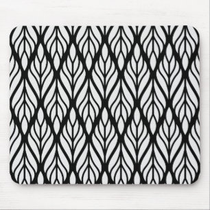 Customise White Leaf Pattern Mouse Mat