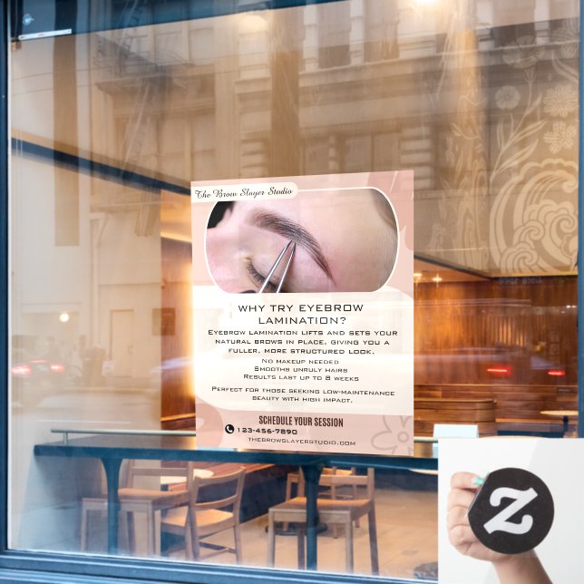 Customise Why Eyebrow Laminating Studio Service Window Cling (Cafe Window)
