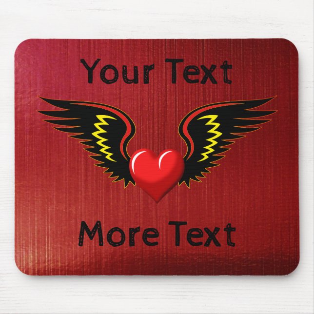 Customise Winged Heart Mouse Mat (Front)