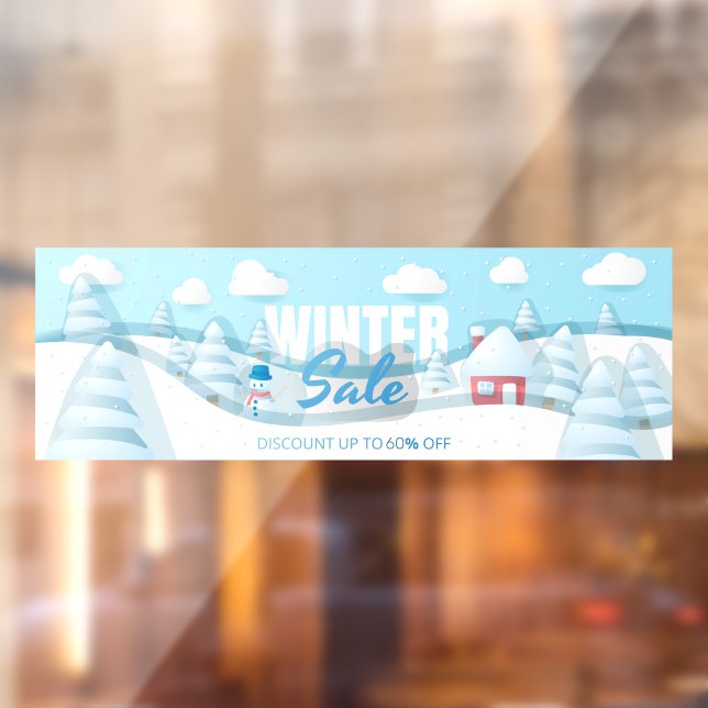 Customise Winter Sale Snow Laden Scene Up To % Off Window Cling (Sheet 2)