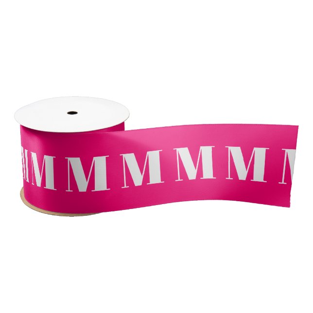 Customise with Initial letter Pink Fuchsia White Satin Ribbon (Spool)