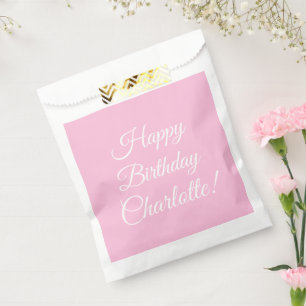 Customise with name, Happy Birthday, light pink Favour Bags