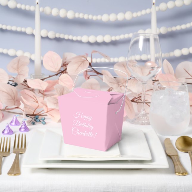 Customise with name, Happy Birthday, light pink Favour Box (Wedding)