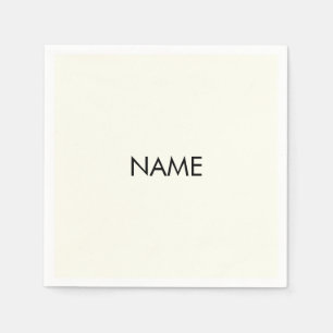 Customise with name, text minimalist black ivory napkin