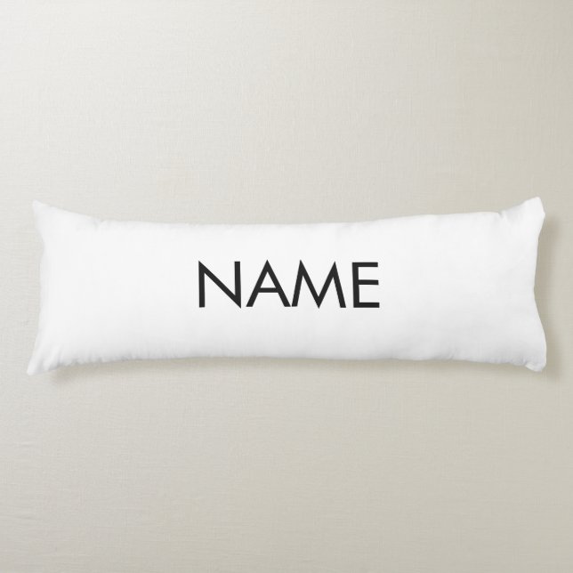 Customise with name, text minimalist black white body cushion (Front)