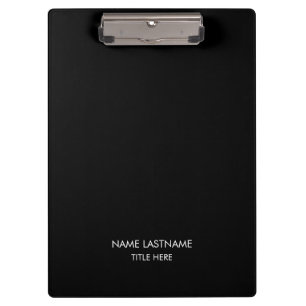 Customise with name, text minimalist black white clipboard