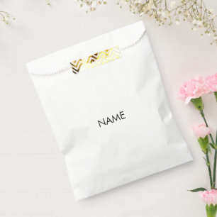 Customise with name, text minimalist black white favour bags