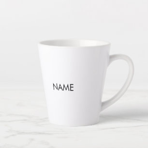 Customise with name, text minimalist black white latte mug