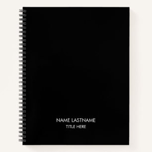 Customise with name, text minimalist black white notebook