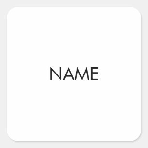 Customise with name, text minimalist black white square sticker