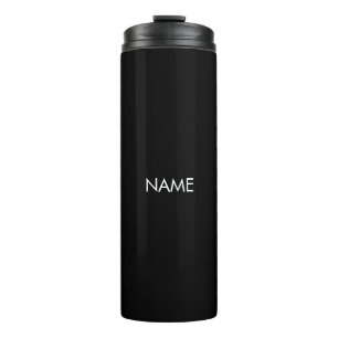 Customise with name, text minimalist black white thermal tumbler