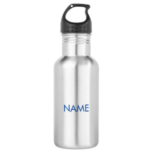 Customise with name, text minimalist blue 532 ml water bottle
