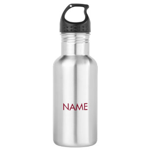 Customise with name, text minimalist burgundy 532 ml water bottle