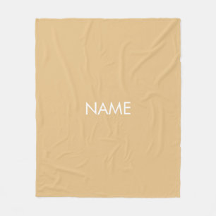 Customise with name, text minimalist camel khaki fleece blanket