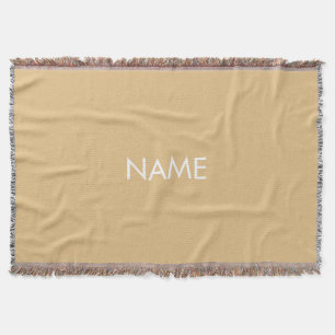 Customise with name, text minimalist camel khaki throw blanket