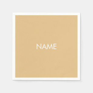 Customise with name, text minimalist camel white napkin