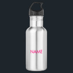 Customise with name, text minimalist fuchsia pink 532 ml water bottle<br><div class="desc">Customise with name,  text minimalist fuchsia hot pink stainless steel water bottle</div>