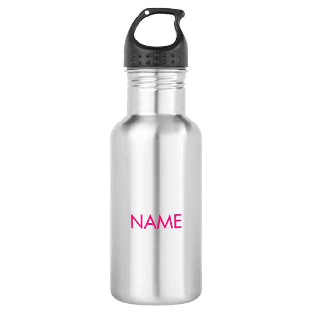 Customise with name, text minimalist fuchsia pink 532 ml water bottle (Front)