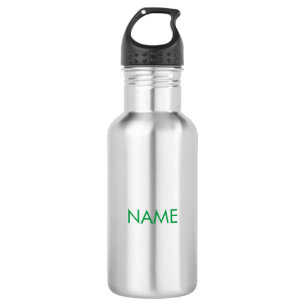 Customise with name, text minimalist green 532 ml water bottle