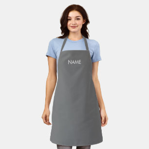 Customise with name, text minimalist grey white apron