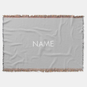 Customise with name, text minimalist grey white throw blanket