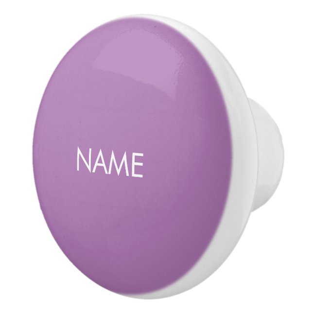 Customise with name, text minimalist lavender whit ceramic knob (Right)