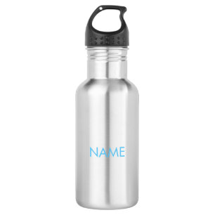 Customise with name, text minimalist light blue 532 ml water bottle