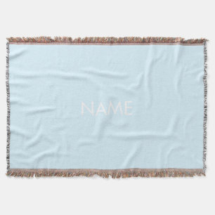 Customise with name, text minimalist light blue throw blanket