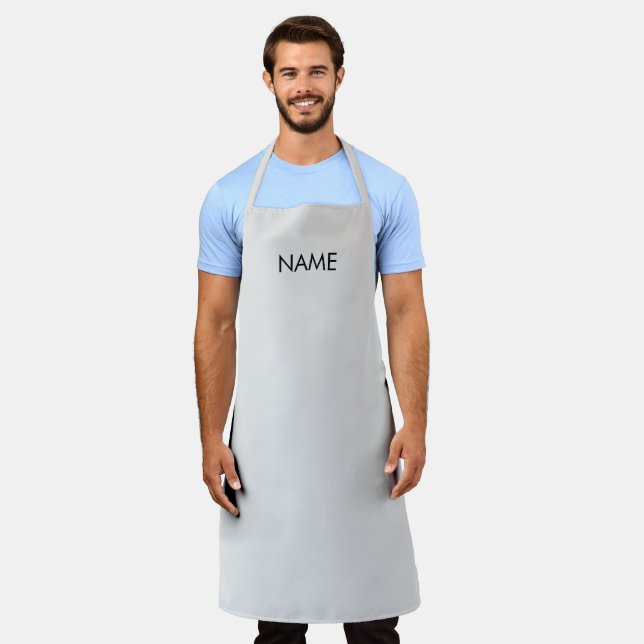 Customise with name, text minimalist light grey apron (Worn)