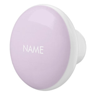 Customise with name, text minimalist light lilac ceramic knob