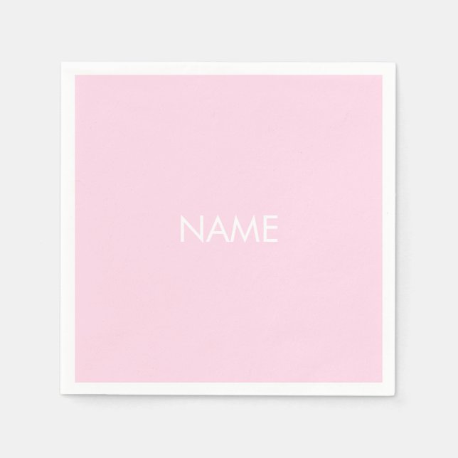 Customise with name, text minimalist light pink napkin (Front)