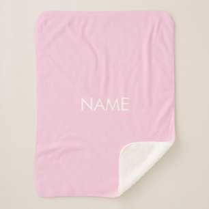 Customise with name, text minimalist light pink sherpa blanket