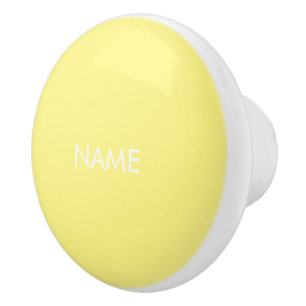 Customise with name, text minimalist light yellow ceramic knob
