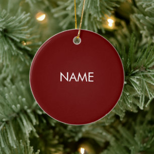 Customise with name, text minimalist maroon white ceramic tree decoration