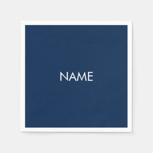 Customise with name, text minimalist navy blue napkin