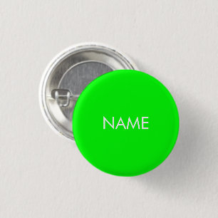 Customise with name text minimalist neon green 3 cm round badge