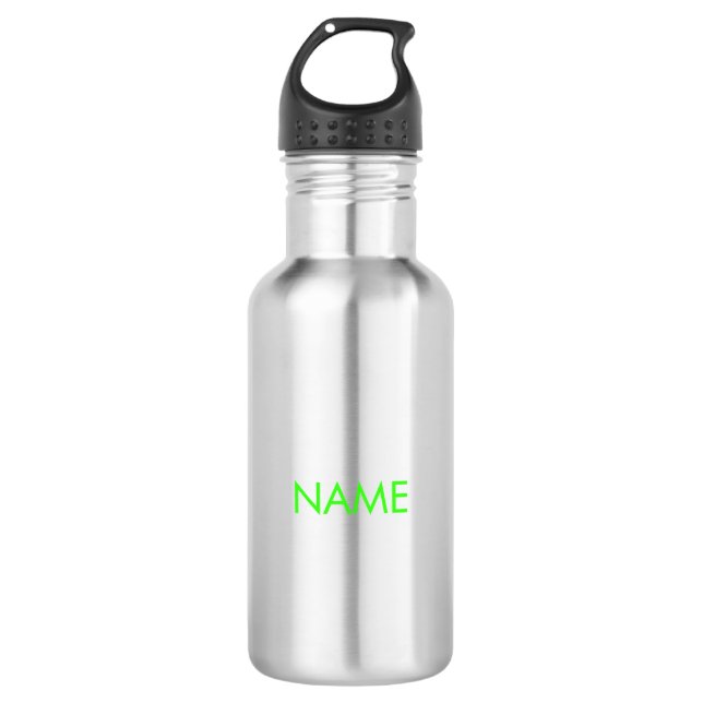 Customise with name, text minimalist neon green 532 ml water bottle (Front)