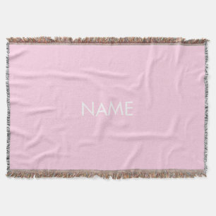 Customise with name, text minimalist pink white throw blanket