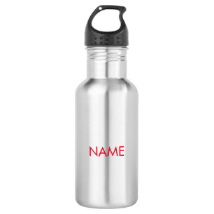 Customise with name, text minimalist red 532 ml water bottle