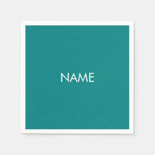Customise with name, text minimalist teal white napkin