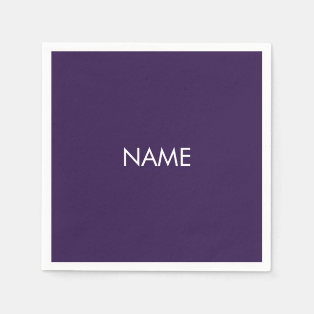 Customise with name, text minimalist violet purple napkin (Front)