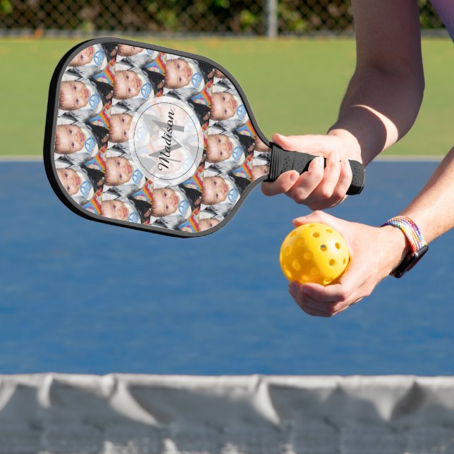 Customise with Your custom photo pattern Monogram Pickleball Paddle (Insitu)