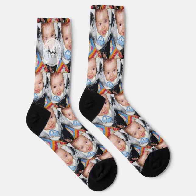 Customise with Your custom photo pattern Monogram Socks (Right)