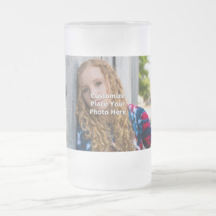 Customise With Your Photo Frosted Glass Beer Mug