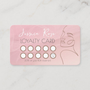 Customise With Your Salon QR Code Line Art Pink Loyalty Card