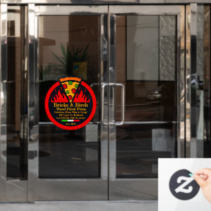 Customise Wood Fired Pizza Restaurant Promo Door Window Cling