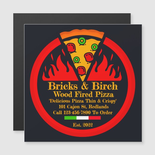 Customise Wood Fired Pizza Restaurant Promo Magnet (Front/Back)