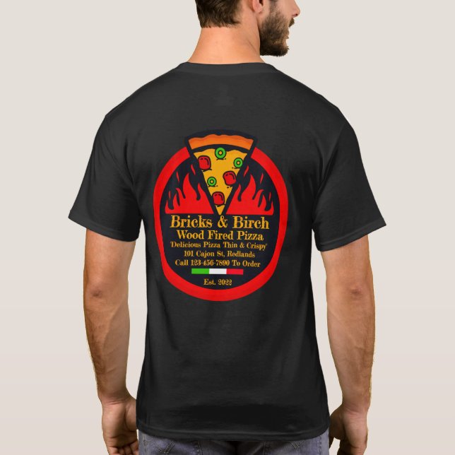 Customise Wood Fired Pizza Restaurant Promo Staff T-Shirt (Back)