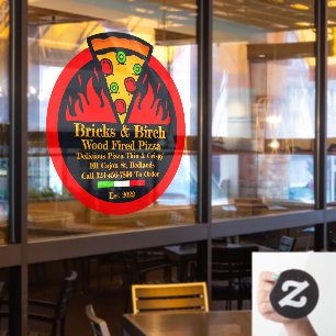 Customise Wood Fired Pizza Restaurant Promo Window Cling